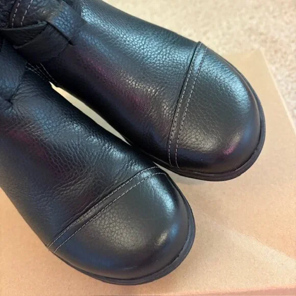 Clarks Cheyn Kisha Leather Sweater Cuff Ankle Boots Women's Size 6 Black - Picture 6 of 8